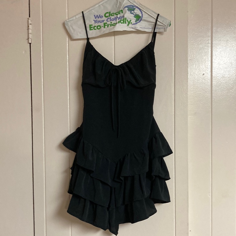 Forever 21 Black Ruffled Spaghetti Strap Dress